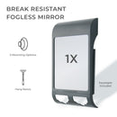 Fogless Shower Mirror with Razor Holder & Squeegee