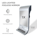 Fogless Lighted Shower Mirror with Suction Cup Mounting & Squeegee