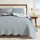 Floral Print & Scallopeded Edge Cotton Quilt Set - Katrin Collection by Great Bay Home