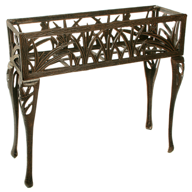 Cast Aluminum Antique Bronze Butterfly Rectangular Metal Plant Stand
