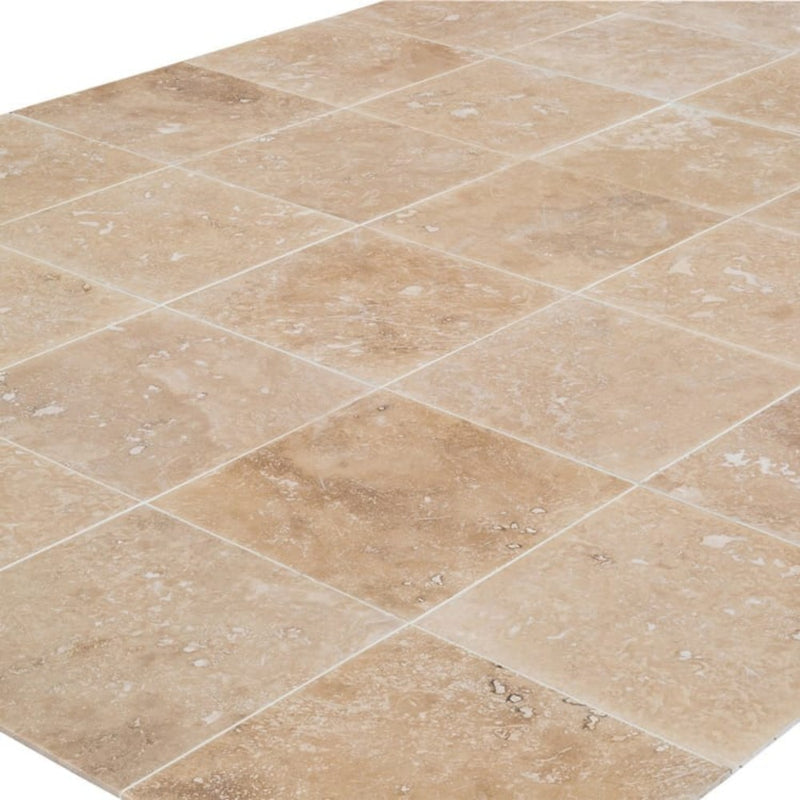 Mixed Beige Commercial Travertine Honed Floor and Wall Tile angle view