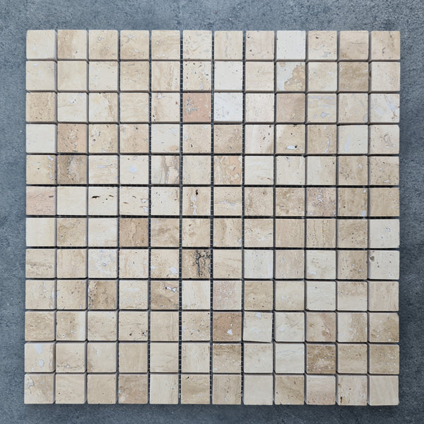 Patara 12" x 12" Honed Travertine Mesh-Mounted Mosaic Tile, photo 2 of 23
