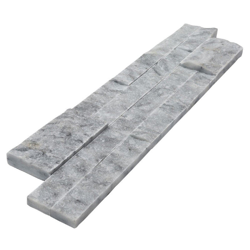 split face carrara gray marble stacked stone ledger panel 6x24 SKU-20012462 product shot single product angle view