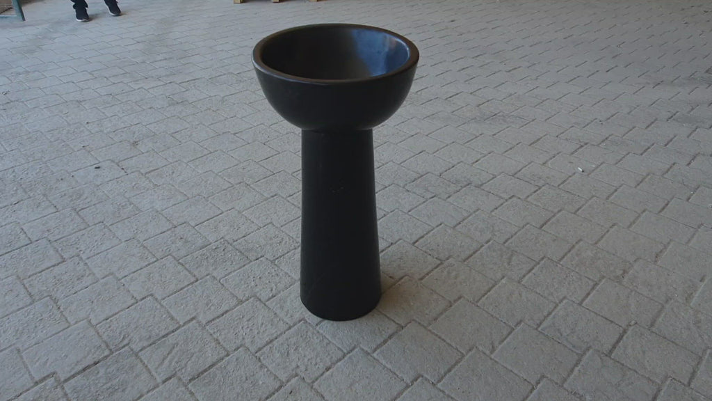 Toros Black Marble Natural Stone Pedestal Oval-top Sink Polished (W)17" (L)20" (H)33.5" SKU NTRSTC20 video