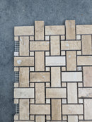 Patara Basketweave Pattern 12" x 12" Honed Travertine Mesh-Mounted Mosaic Tile