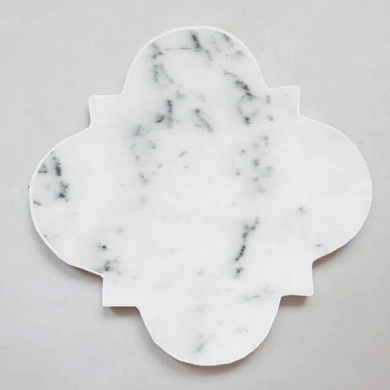 Bianco Carrara genuine marble motif coasters 5x5 polished set of 4 SKU-MSBCMS5x5SP product shot
