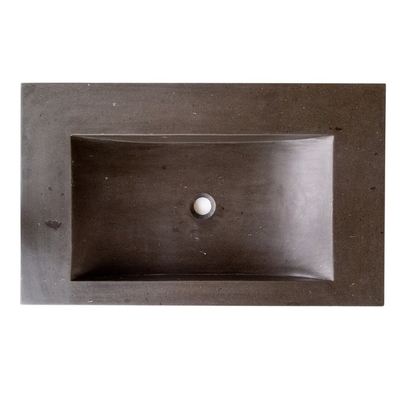 Black Andesite Natural Stone Rectangular Shape Vessel Sink Honed (W)16" (L)26" (H)5" SKU-DSAN01 product shot top view