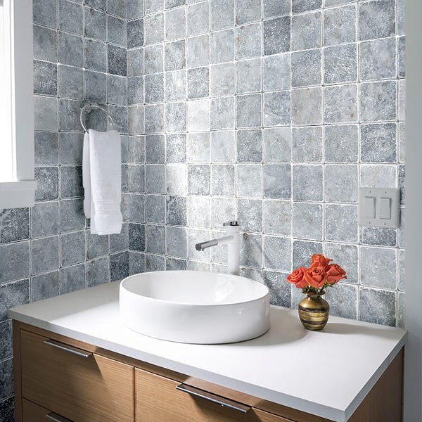Bluestone Grey Marble Tumbled Tile 4x4 - Rustic Authentic Style