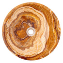 Brown onyx translucent natural stone vessel sink polished d16 h4 SKU EGEBOXPF164 top view