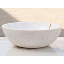 Calacatta white marble vessel sink polished and rough d16 h5 SKU EGECVP165 side view