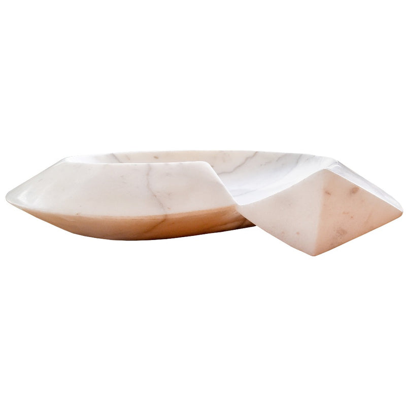 Carrara Marble Helix Shape Sink NTRVS06 Size (W)20" (L)23" (H)4" side view product shot