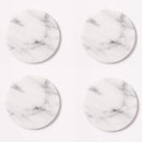 Carrara White genuine marble round coasters 4x4 polished set of 4 SKU-MSBCRC4SP product shot 