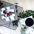 Carrara White genuine marble triangle round hastag x coasters 5x5 polished set of 4 SKU-MSBCRGEU5x5SP product shot 