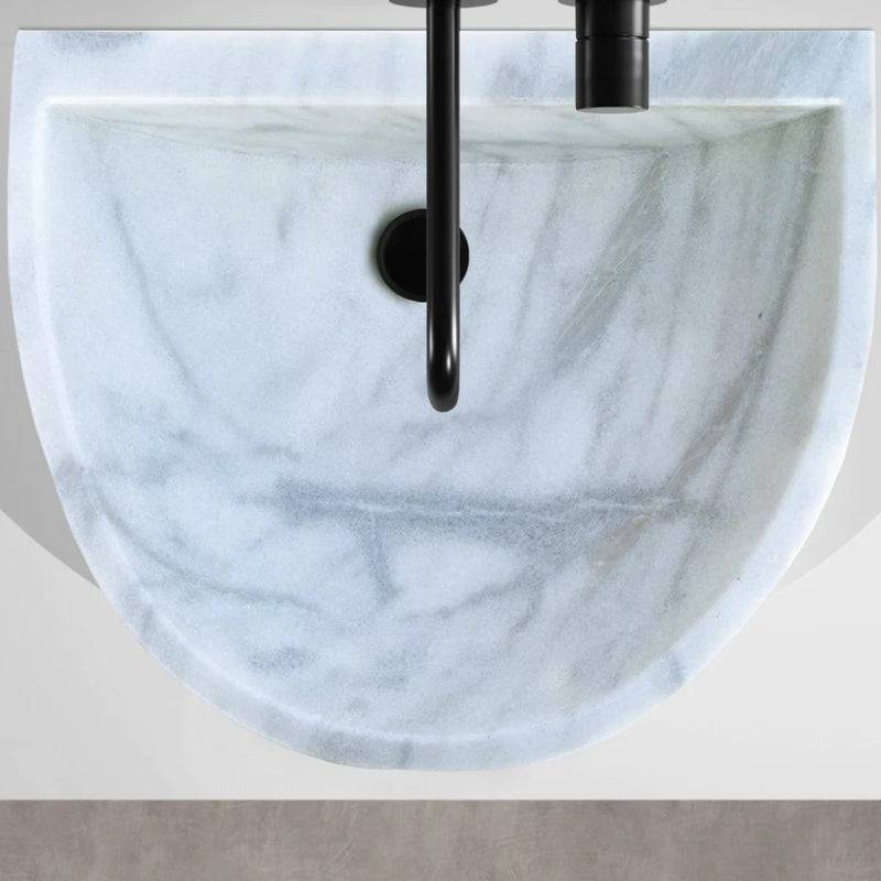 Carrara White marble Half Round Sink Polished size (W)24" (L)20" (H)6" SKU-TMS10 product shot top view