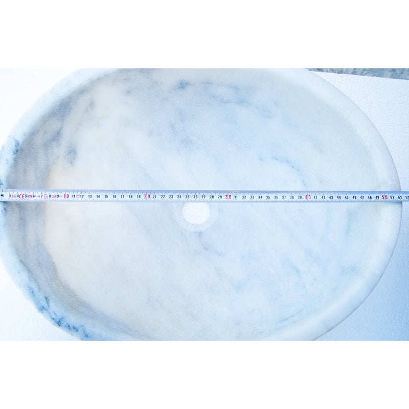 Carrara white marble oval vessel sink NTRSTC04 Size (W)16" (L)21" (H)6" width measure view