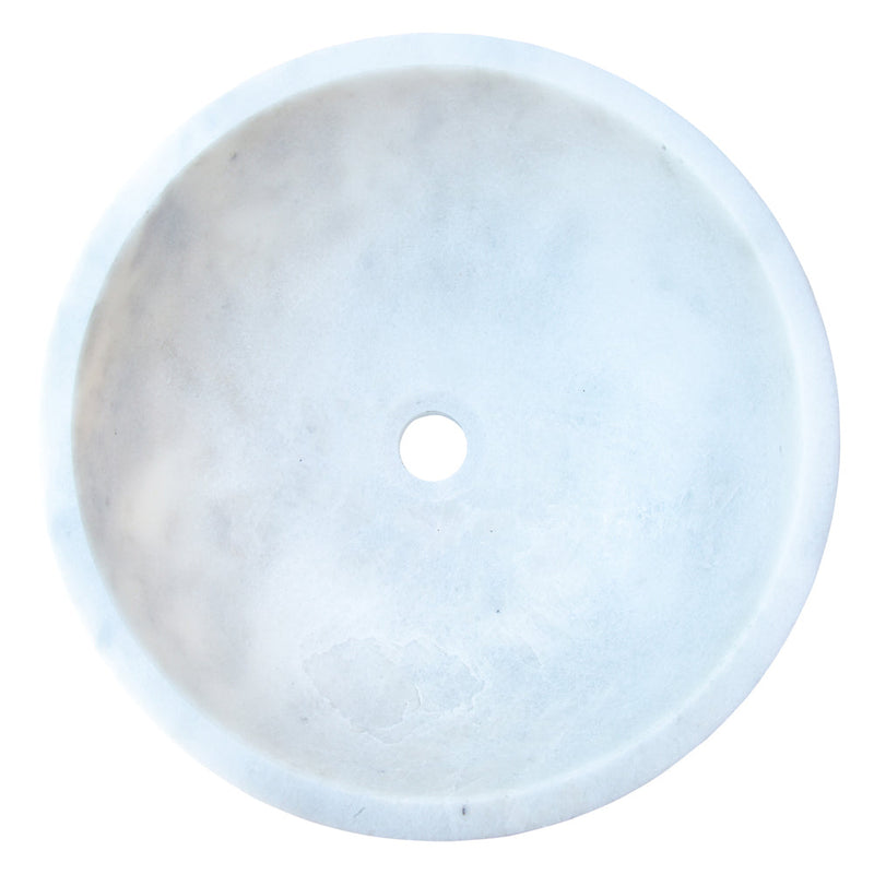 Carrara white marble vessel sink NTRSTC08 Size (D)16" (H)6" top view product shot