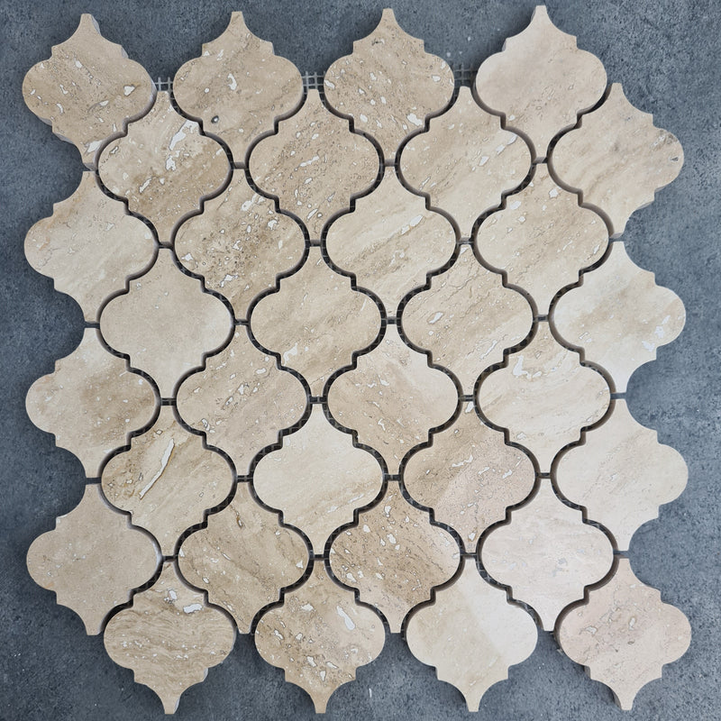 Patara Casablanca Pattern 12" x 12" Honed Travertine Mesh-Mounted Mosaic Tile