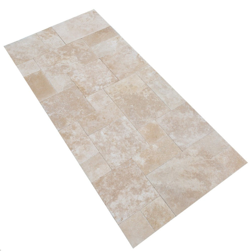 Denizli beige antique French pattern travertine tile size pattern set surface brushed chiseled SKU-10071438 product shot