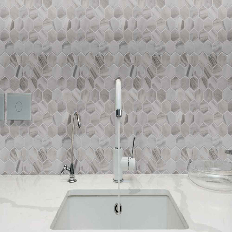MSI Eden Bardiglio Porcelain Mosaic Hexagon Wall and Floor Tile