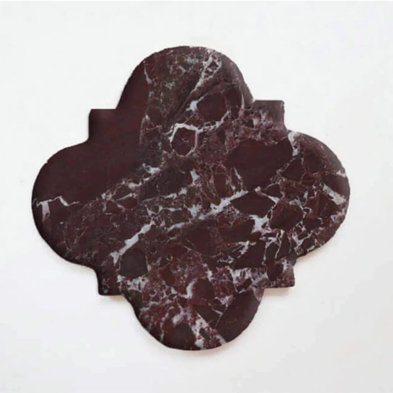Elazig Cherry genuine marble motif coasters 5x5 polished set of 4 SKU-MSECMS5x5SP product shot