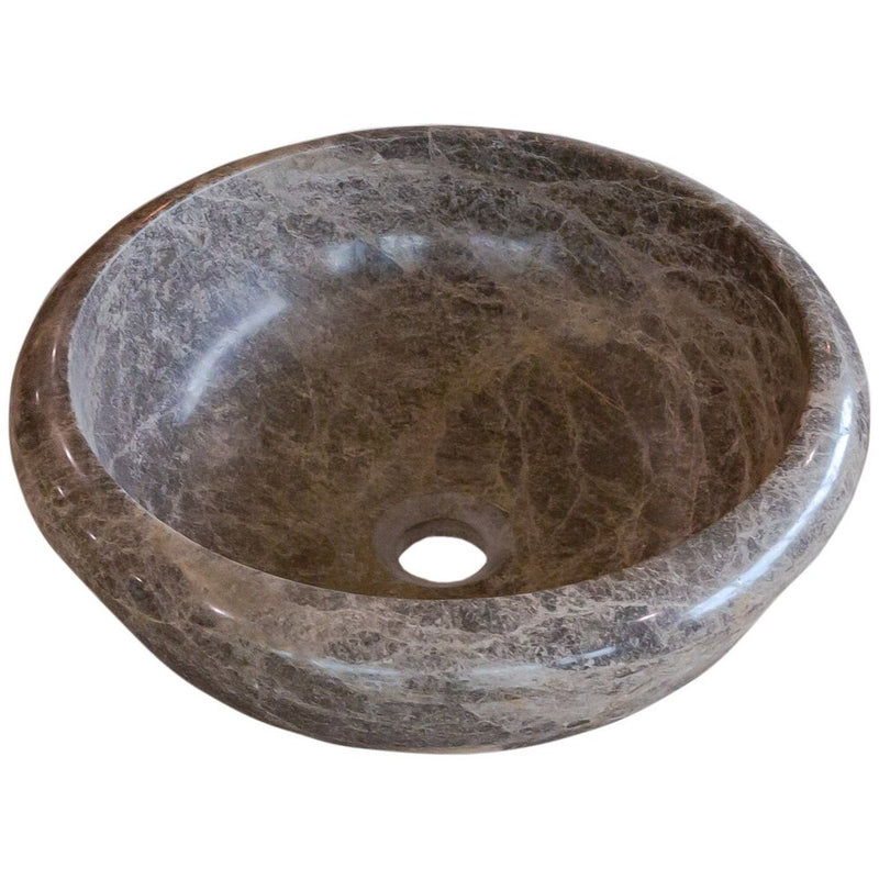 Emprador brown natural stone marble drop-in vessel sink polished d16 h6 SKU NTRVS34 angle view