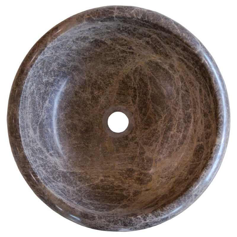 Emprador brown natural stone marble drop-in vessel sink polished d16 h6 SKU NTRVS34 top view