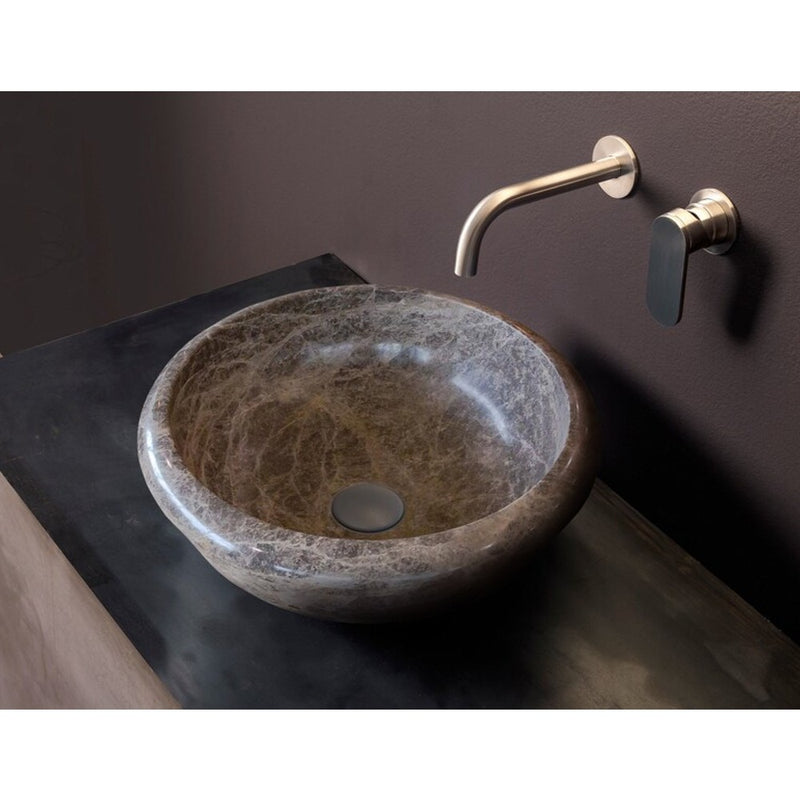 Emprador brown natural stone marble drop-in vessel sink polished d16 h6 SKU NTRVS34 bathroom view