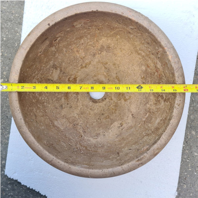 Fontane Dark Walnut Travertine Natural Stone Drop-in Sink Honed and Filled (D)16" (H)6" SKU-HSVSFDWDS01 metric size