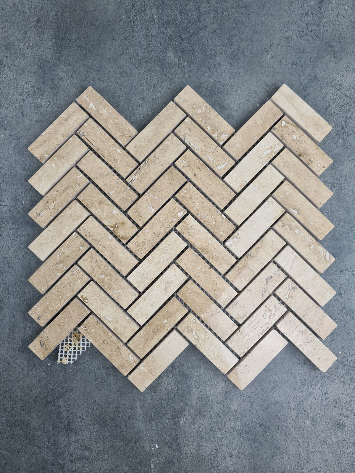 Patara Herringbone 12" x 12" Honed Travertine Mesh-Mounted Mosaic Tile, photo 6 of 6