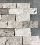 Silver Shadow Marble 2"x4" Brick Honed on 12" x 12" Mesh Mosaic Tile