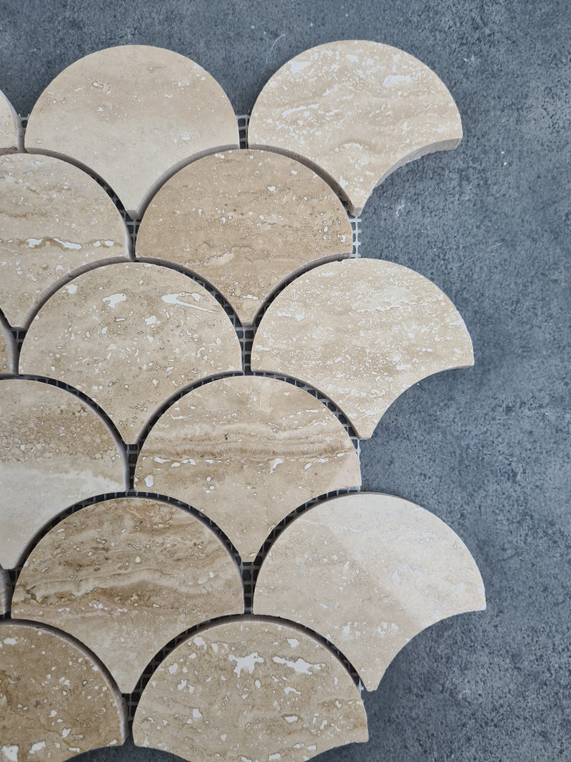 Patara Laguna Pattern 12" x 12" Honed Travertine Mesh-Mounted Mosaic Tile