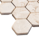 Limestone Beige Marble 2" Hexagon on 12" x 12" Mesh Mosaic Tile