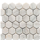 White Marble 2" Hexagon on 12" x 12" Mesh Mosaic Tile