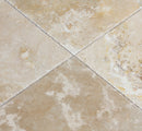 Mina rustic travertine tile surface brushed filled edge chiseled size 16"x16" SKU-1009490.3 Close-up shot of the product.