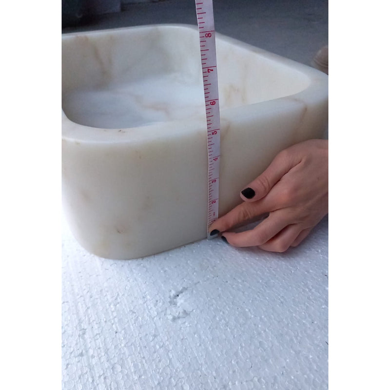 European Sugar Marble Rectangular Farmhouse Sink Semi-Polished  (W)12.5" (L)18" (H)5"