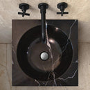 Natural Stone Marble Pedestal Sink Toros Black Carrara White Polished (L)16" (W)16" (H)36" SKU-NTRVS28 installed on bathroom top view