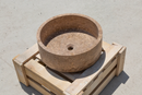 Natural Stone Noce Brown Travertine Vessel Sink SKU-20020016 Installed on bathroom