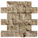 Travertine Noce Brown Split Face Mosaic Tile