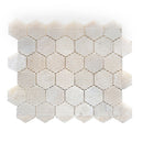 Onyx Beige Marble 2" Hexagon on 12" x 12" Mesh Mosaic Tile
