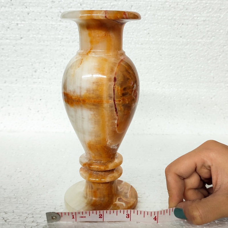 Honey Onyx Stone Vase front view width measure