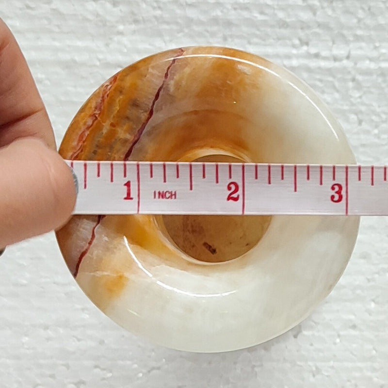 Honey Onyx Stone Vase top view diameter measure