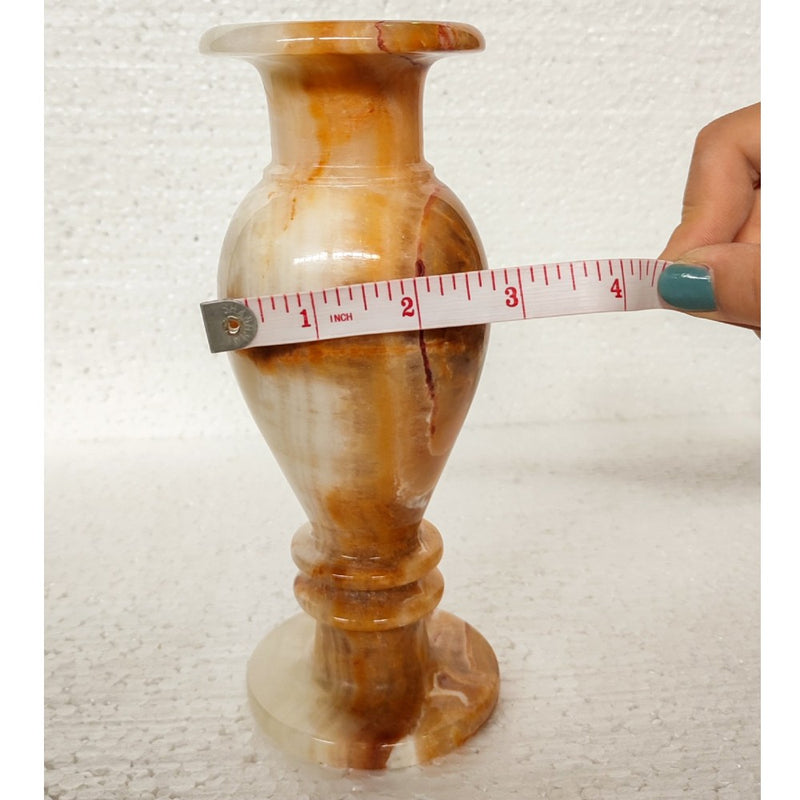 Honey Onyx Stone Vase front view width measure