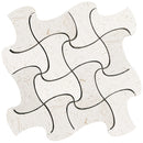 Shell Stone Limestone Fusion Design on 12" x 12" Mesh Mosaic Tile SKU-HSSSFUSDMOSH Mesh view on white background
