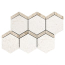 Shell Stone Limestone Naples Design on 12" x 12" Mesh Mosaic Tile SKU-HSSSNAPDMOSH Mesh view on white background