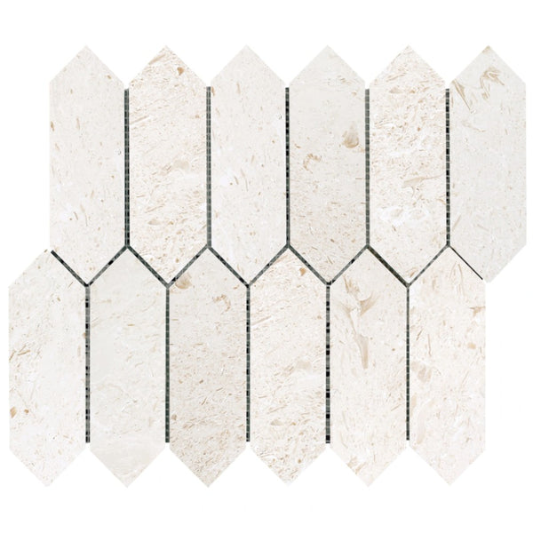 Shell Stone Limestone Strada Design on 12" x 12" Mesh Mosaic Tile
