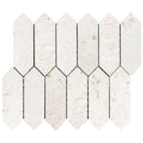 Shell Stone Limestone Strada Design on 12" x 12" Mesh Mosaic Tile SKU-HSSSSTRDMOSH Mesh view on white background