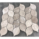 Silver Shadow Marble Leaf Design on 12" x 12" Mesh Mosaic Tile SKU-HSSSLEABMOSH top view