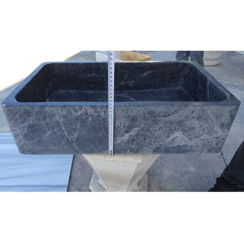 Natural Stone Sirius Black Marble Farmhouse Sink Polished  (W)16" (L)24" (H)6"