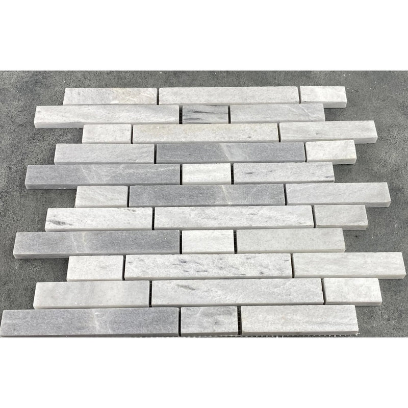 Solto white marble mosaic tile liner on 12x12 mesh honed SKU-HSSWSLNBMOSH  top view
