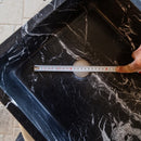 Toros Black Marble Rectangular Natural Stone sink semi Polished W14.4 L 20.3 H4.7 SKU T1-252 drain hole measure view